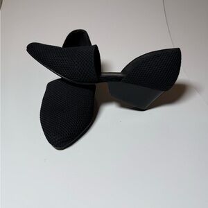 Eileen Fisher Hallo Knit D'Orsay Pump Heel Size 10 Shoes Almond Toe Slip On BLK‎